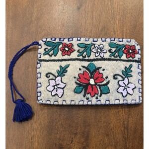 Bohemian Clutch Peruvian Artisan Hand Embroidered Bag Make Up Travel Pouch NEW
